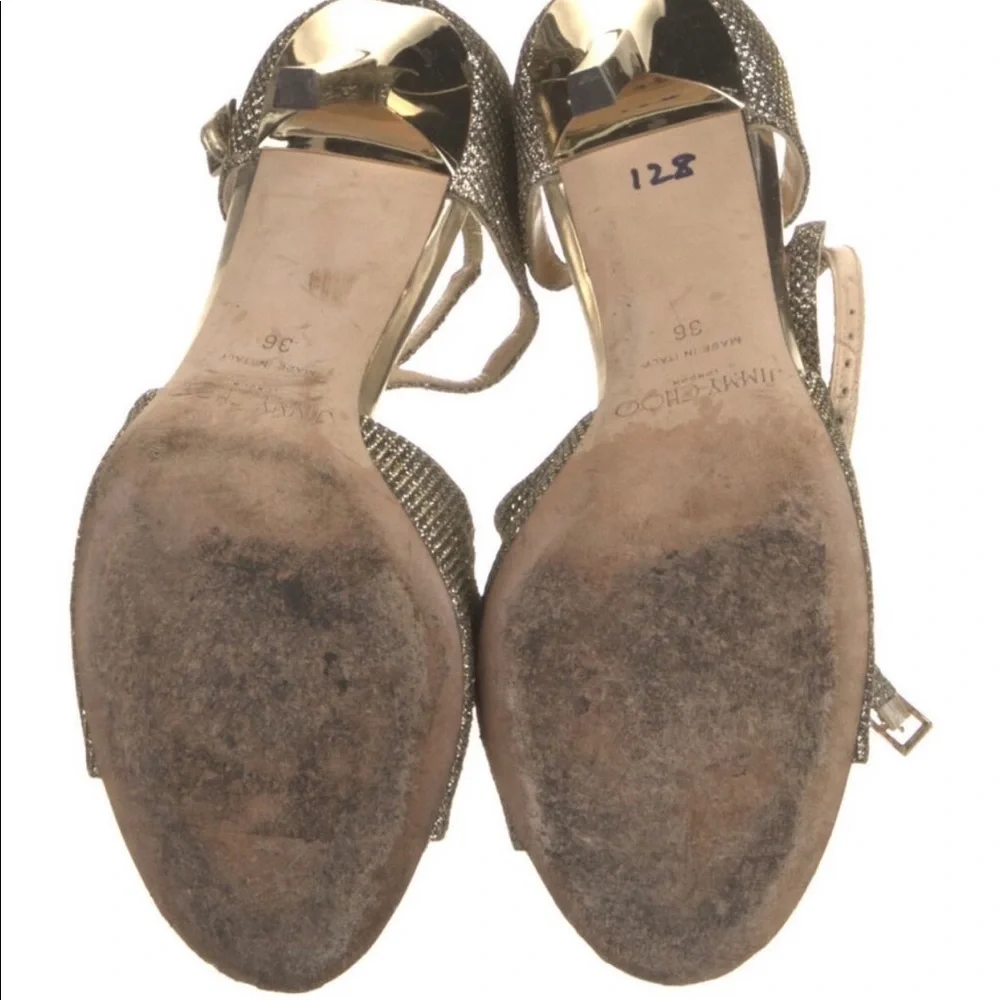 Jimmy Choo Gold Strappy Heels - Picture 5 of 5